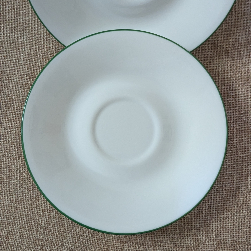 Elegant White and Green Dinner Plates